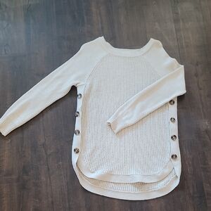 RD Style Cream Sweater with Side Buttons